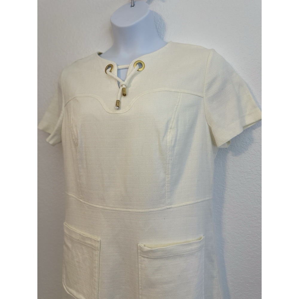 Boden Ottoman Patch Pocket Cream Textured Shift Dress US 16R - Picture 4 of 7